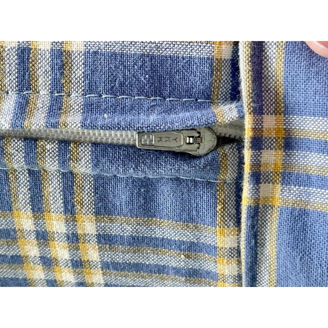 Vintage Parsons Lounge Chair With Custom Blue Plaid Upholstery | Milo Baughman Style For Sale - Image 11 of 12