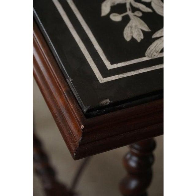Antique Italian Center / Desk Table in Walnut & Marble, Naples, 19th Century For Sale - Image 16 of 18