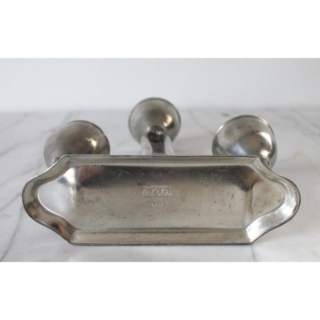 Silver Vintage Silver Craft Modernist Style Pewter Candelabra For Sale - Image 8 of 10