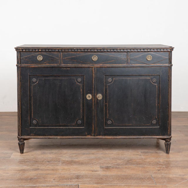 Gustavian (Swedish) Late 19th Century Swedish Black Gustavian Sideboard Buffet For Sale - Image 3 of 13