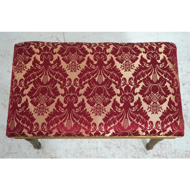 French Pair of Red & Gold French Louis XVI Ottomans Footstools For Sale - Image 3 of 9