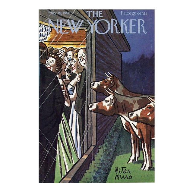1956 Vintage New Yorker Magazine Cover, May 19, Original Cover by Peter Arno, Cows For Sale