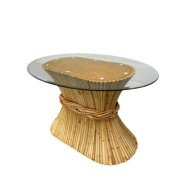Wood Vintage McGuire "Sheaf of Wheat" Oval Center Table, San Francisco, California, Circa 1970s/1980s For Sale - Image 7 of 12