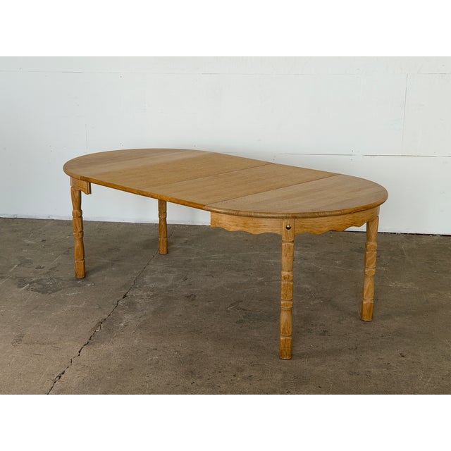 Mid-Century Modern Scandinavian Modern Oak Extending Dining Table by Henning Kjærnulf, 1970s For Sale - Image 3 of 10