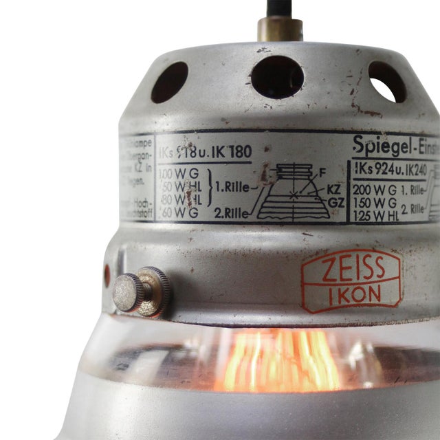 1950s Vintage Industrial Zeiss Ikon Ik180 Mercury Mirror Glass Pendant Light For Sale - Image 5 of 8
