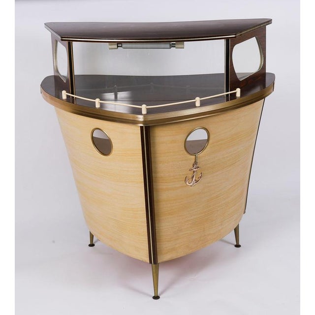 Vintage Modernist Boat Cocktail Bar by Umberto Mascagni for Harrods, 1950s For Sale - Image 10 of 18