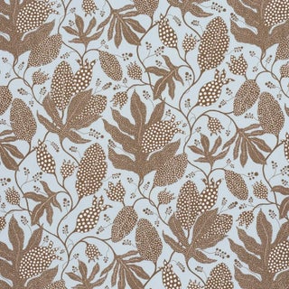 Schumacher x Marian Mcevoy Polka Dot Jungle Fabric In Brown & Sky For Sale