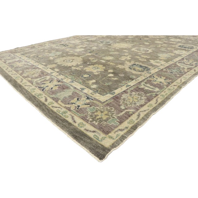 Turkish Oushak rug with Modern Bungalow style. Warm and inviting with effortless beauty, this hand knotted wool Turkish...