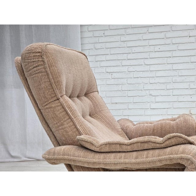 Beige Danish Swivel Armchair in Beige Furniture Fabric, 1970s For Sale - Image 8 of 18