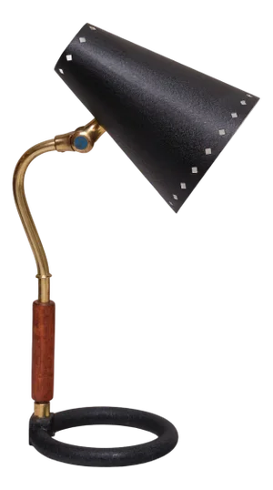 Boréns Borås Table Lamp in Brass, Wood and Lacquered Metal, Sweden, 1950s