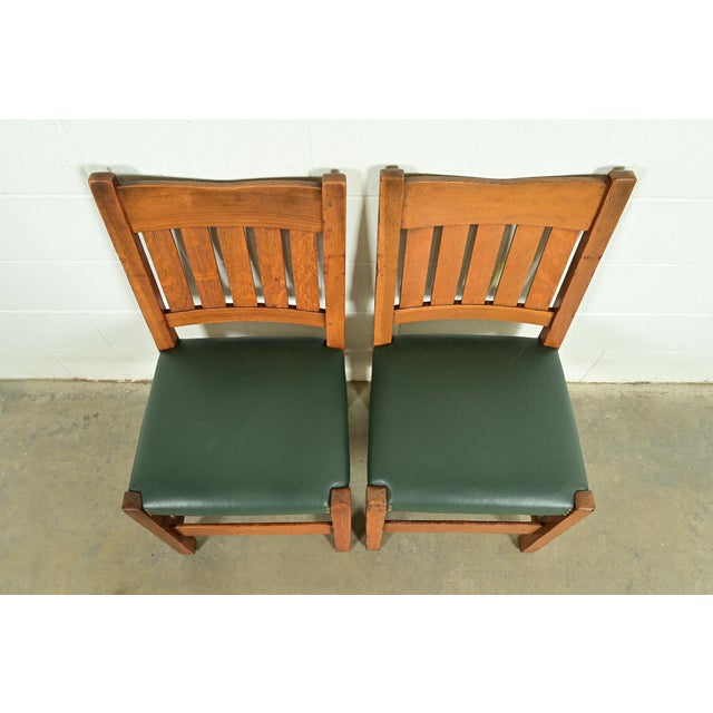 Early 20th Century Gustav Stickley Antique Mission Oak Arts & Crafts Dining Chairs, Pair For Sale - Image 5 of 15