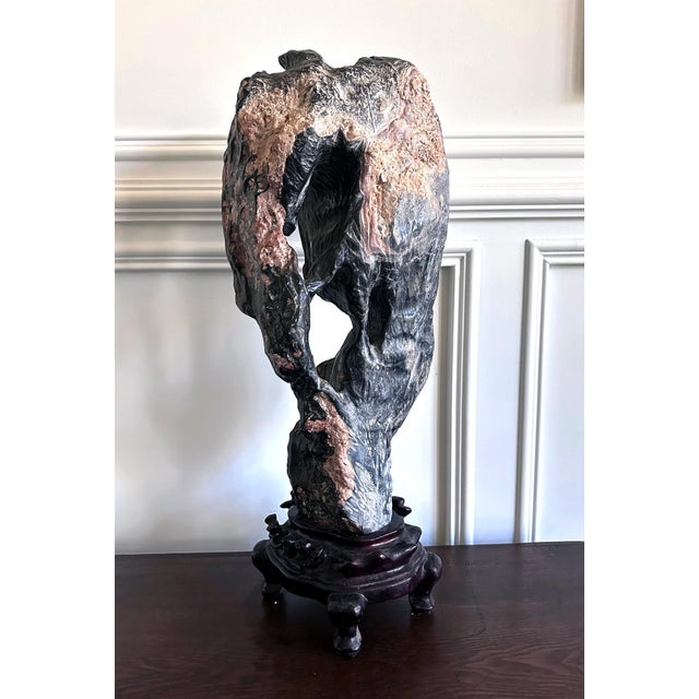 Large Chinese Scholar Rock Lingbi Stone on Display Stand For Sale - Image 10 of 18
