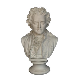 Rare Large Antique Parian Johanne Wolfgang Von Goethe R & L Portrait Bisque Bust For Sale