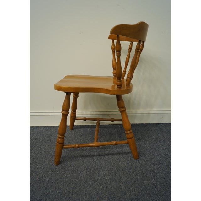 Late 20th Century High End Vintage Solid Hard Rock Maple Colonial Early American Pub Style Side Chair For Sale - Image 5 of 8