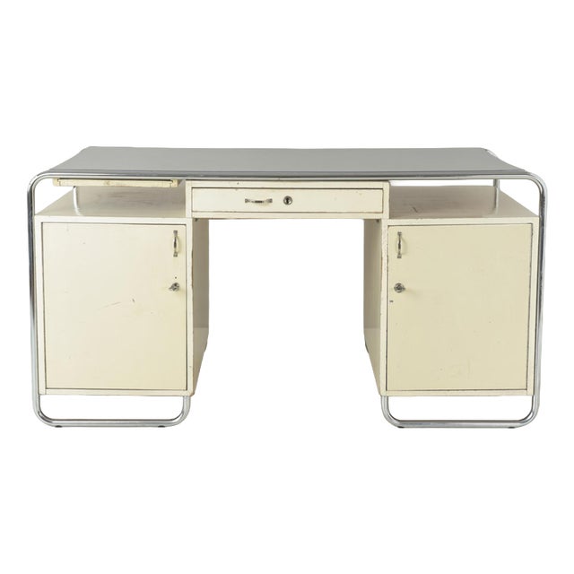 Large Vintage German Steel Tube Desk, 1950 For Sale