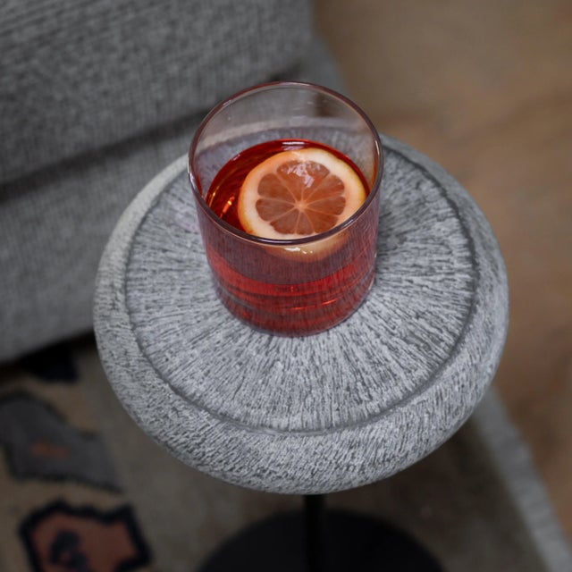 Contemporary Petite Drum Stone Side Table For Sale - Image 3 of 7