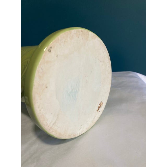 Vintage Green Ceramic Vase With Embossed Geisha Motif For Sale - Image 9 of 10