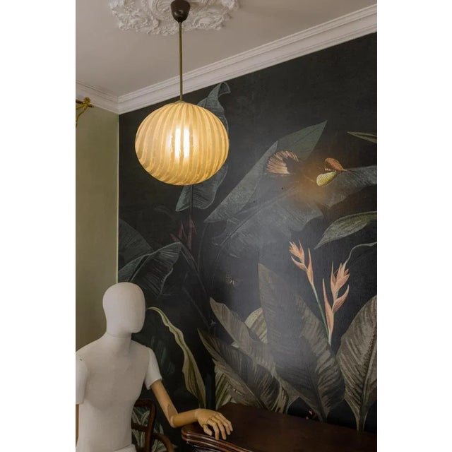 Mid-Century Striped Glass Globe Pendant by Peill & Putzler, Germany, 1970s For Sale - Image 9 of 18