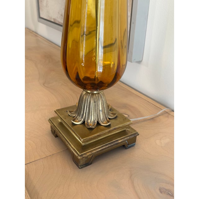 1960s Amber Vintage Murano Teardrop Lamps – A Pair For Sale - Image 5 of 11