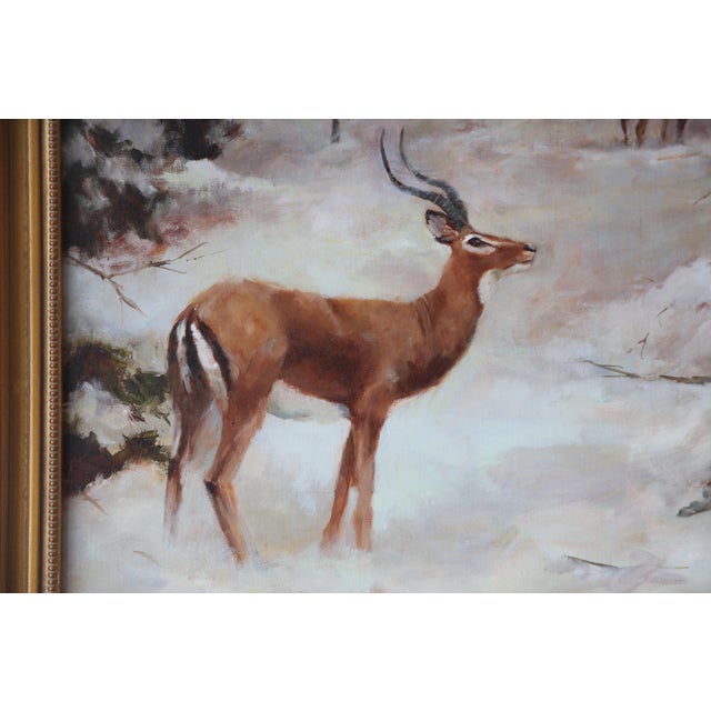 Beautiful signed original oil on linen by Anderson. Extremely well done. This winter woods scene would never occur in...