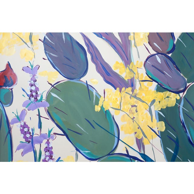 2026, Illustration Style Botanical Painting, Cactus With Wildflowers, Acrylic Paint on Watercolor Paper by Romina Milano For Sale - Image 9 of 11