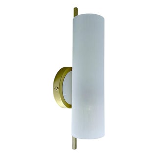 Vintage Glass and Brass Sconce from Hillebrand Leuchten, 1950s For Sale