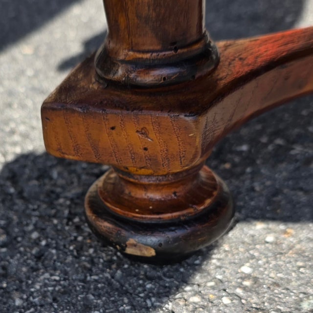 Georgian Style Parquetry Top Coffee Table With Scalloped Edge and X-Form Stretcher, Early 21st Century For Sale - Image 9 of 13