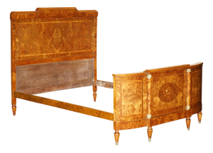 Antique French Empire Burr Walnut Estate Bed Frame, 1880s