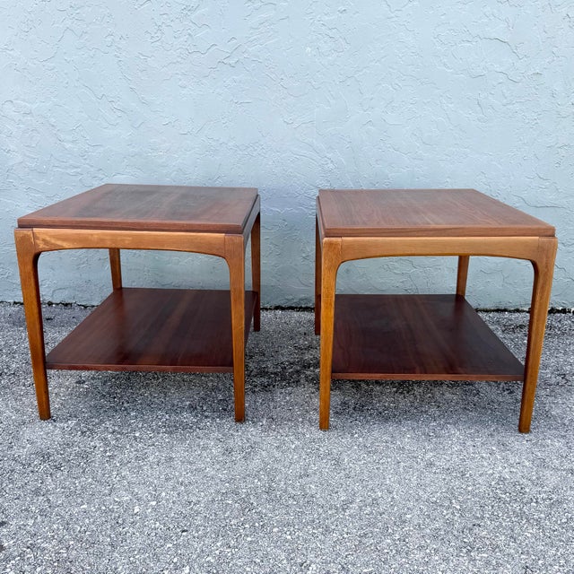 Mid Century Modern “Rhythm” Walnut Side Tables by Lane - A Pair For Sale - Image 9 of 10
