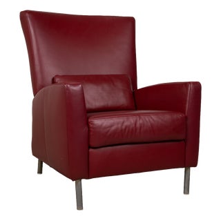 Leather Armchair Red Bordeaux by Ewald Schillig For Sale