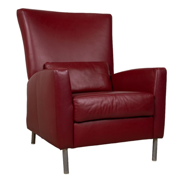 Leather Armchair Red Bordeaux by Ewald Schillig For Sale