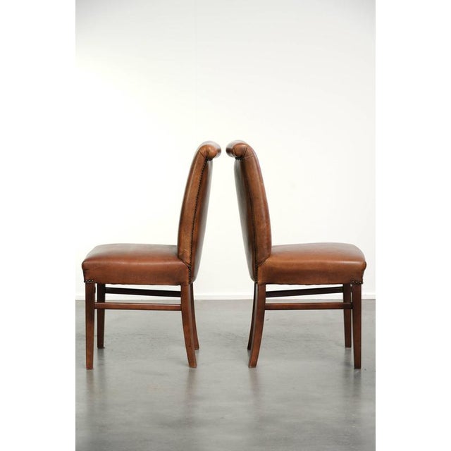 1990s Sheepskin Dining Chairs in Cognac Color, Set of 6 For Sale - Image 5 of 18