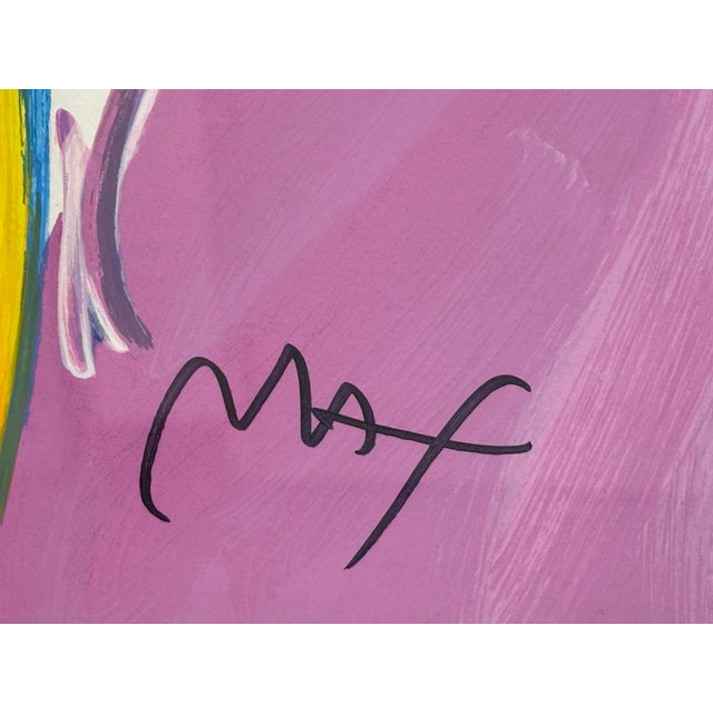 Black Peter Max Angel With a Heart Original Print, Framed For Sale - Image 8 of 12