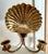 Mid 20th Century Hammered Brass Scallop Shell Wall Candle Sconces - A Pair For Sale - Image 4 of 13