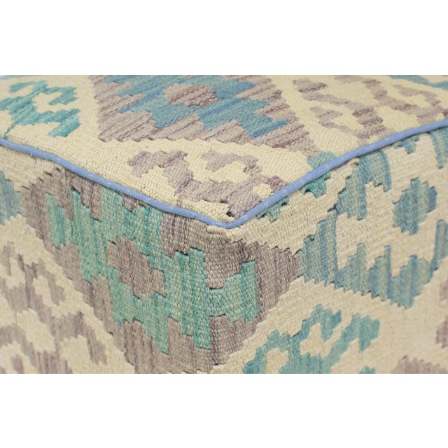 Beige Shabby Chic Kilim Handmade Ottoman For Sale - Image 8 of 10