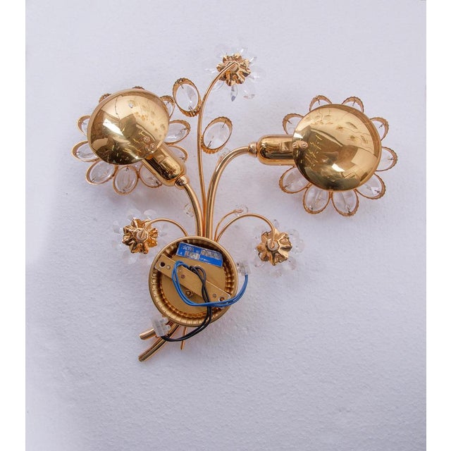 Metal Swarovski Crystal & Gilt-Brass Wall Sconce from Palwa, 1960s, Set of 2 For Sale - Image 7 of 8