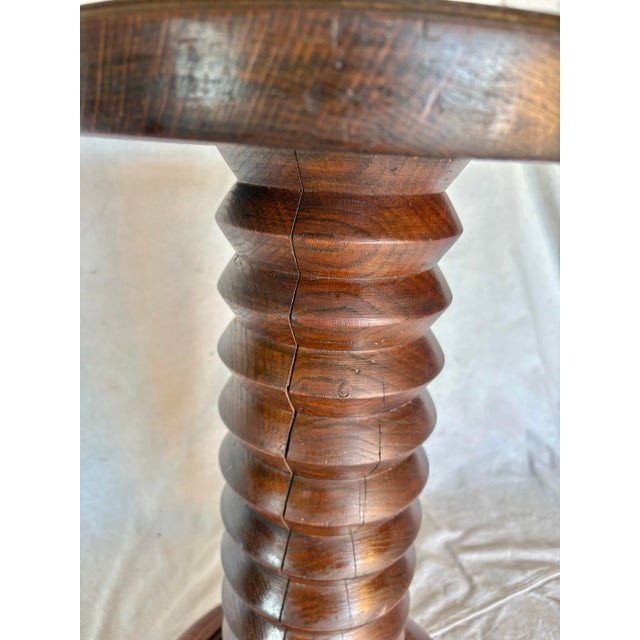 20th Century French Walnut Pedestal Side Table in the Style of Charles Dudouyt For Sale - Image 10 of 14