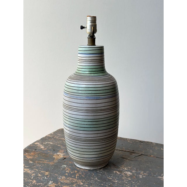 Vintage Large-Scale Glazed Ceramic Bottle Lamp Attributed to Lee Rosen for Design Technics, Circa Mid-20th Century....