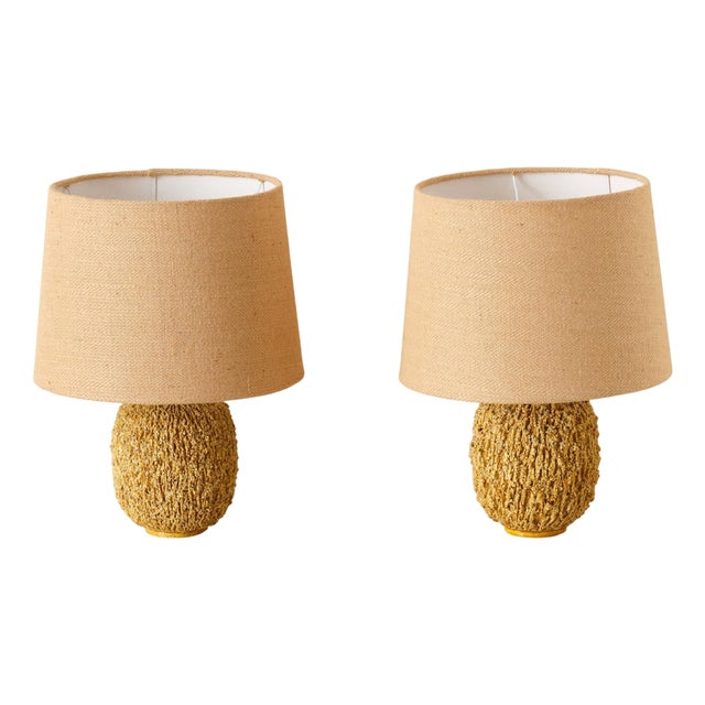 Swedish Chamotte Table Lamps by Gunnar Nylund, 1950s, Set of 2 For Sale