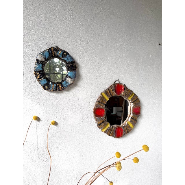 Vintage Ceramic Mirrors, 1950, Set of 2 For Sale - Image 14 of 18