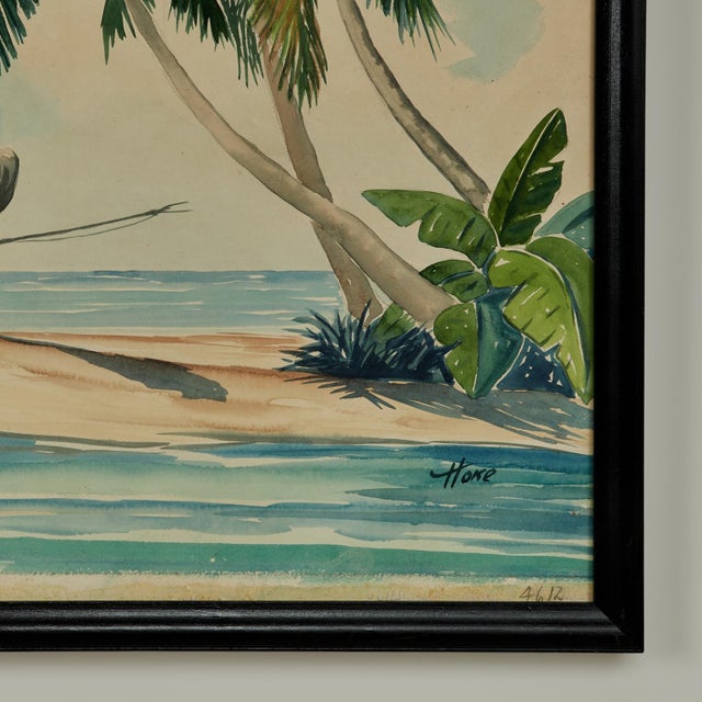 Sky Blue Vintage Tropical Watercolor For Sale - Image 8 of 9