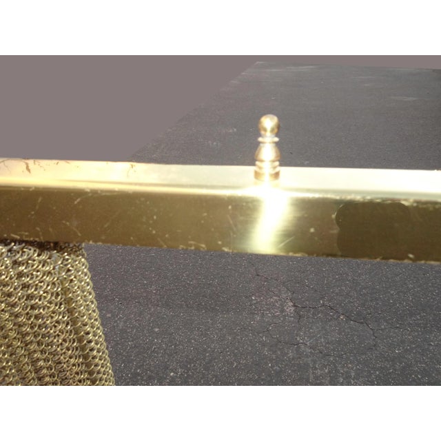 Metal Vintage French Country Gold Metal & Brass Fireplace Screen With Metal Curtain For Sale - Image 7 of 13