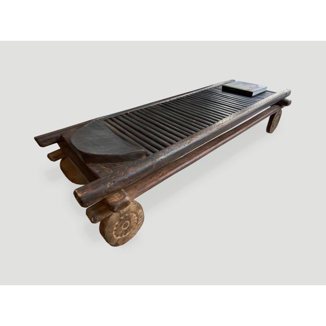Vintage Wooden African Wabi Sabi Bench or Coffee Table For Sale - Image 12 of 18
