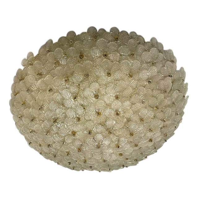 Large Murano Glass Flower Flush Mount attributed to Seguso, Italy, 1960s For Sale
