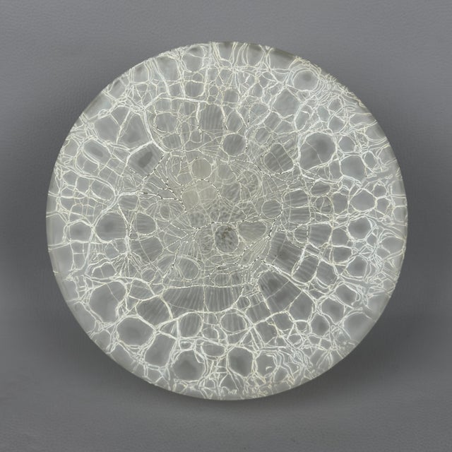 Space Age Ceiling Lamp in Ice Glass and Chrome Metal, 1970s For Sale - Image 4 of 12