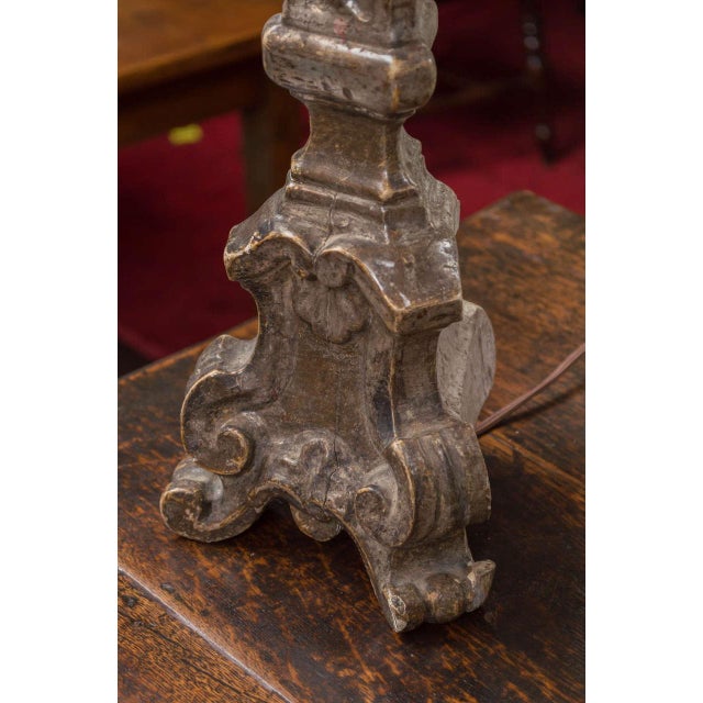 Mid 19th Century Silver Gilt Pricket Stick Mounted as a Table Lamp Circa 1860 With Shade For Sale - Image 5 of 6