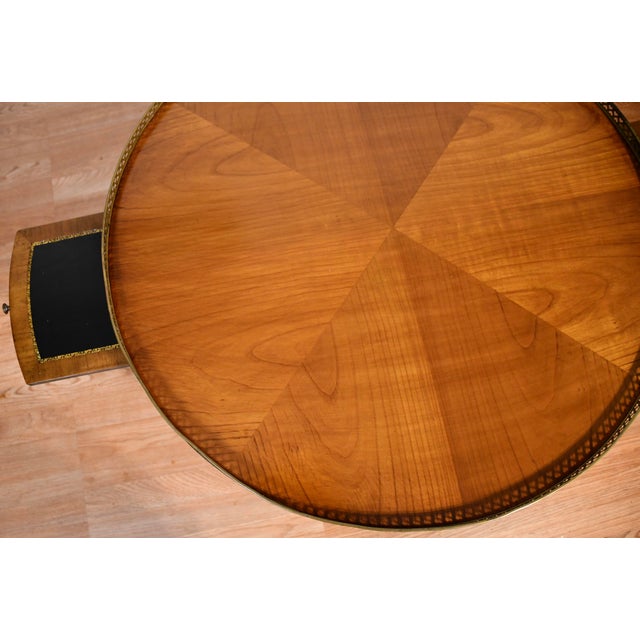 1930s French Louis XVI Style Walnut Coffee Accent Table Brass Gallery Railing For Sale - Image 14 of 14