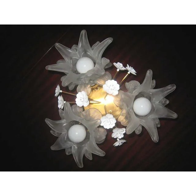 1970s Vintage Glass & Brass Flower Sconces, Set of 2 For Sale - Image 5 of 7