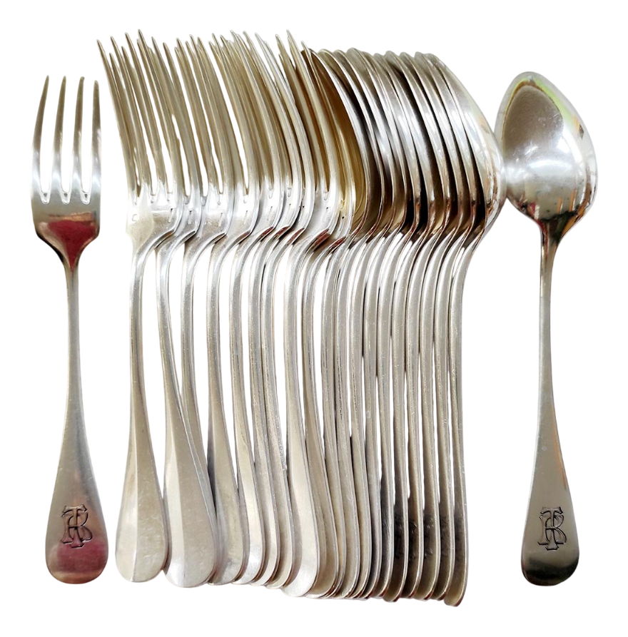 Antique Table Cutlery for Twelve People from Christofle, 1800s