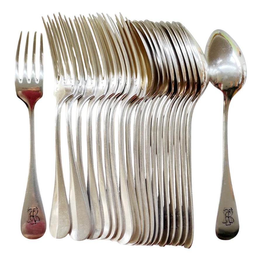 Antique Table Cutlery for Twelve People from Christofle, 1800s